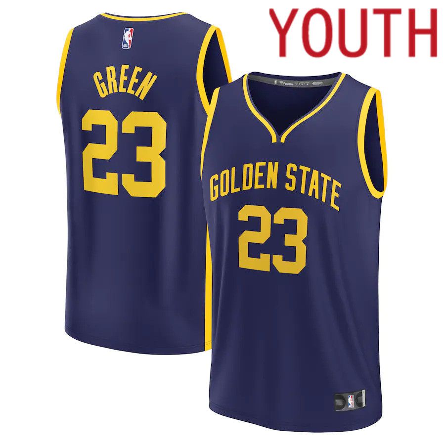 Youth Golden State Warriors #23 Draymond Green Fanatics Branded Navy Statement Edition 2022-23 Fast Break Player NBA Jersey->youth nba jersey->Youth Jersey